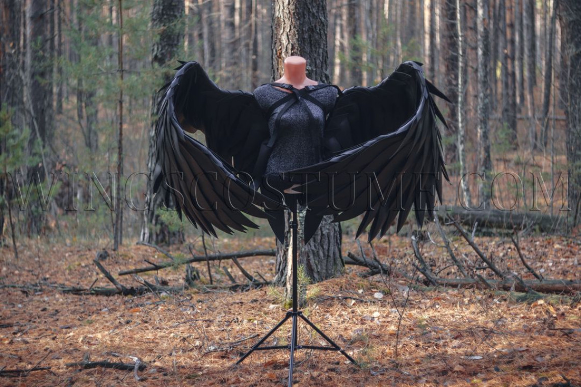 Buy large realistic black angel wings costume "Dark lord"